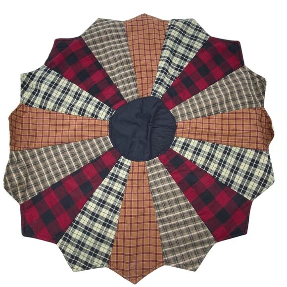 Plaid patchwork table doily cover placemat handmade Christmas cottage - Picture 1 of 8